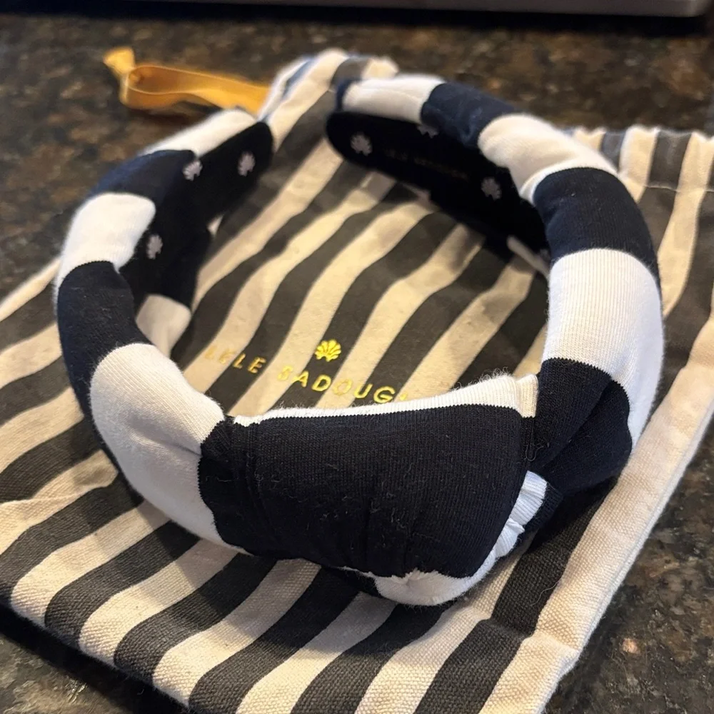 Lele Sadoughi Black and White Striped Padded Headband
